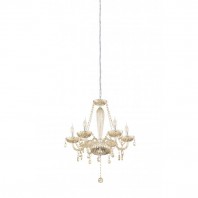 Eglo-BASILANO 1 Glass Chandeliers 6 Lights - Chrome Glass Clear / Chrome Glass Cognac